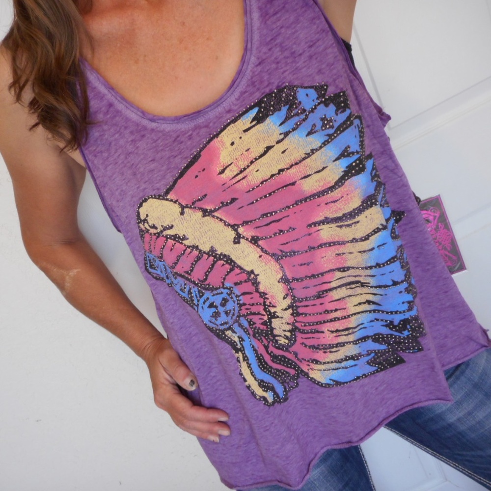 New Rock & Roll Cowgirl Tank Top Embellished XL